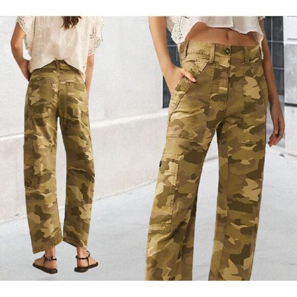LifeShe Pants - LifeShe Camo Cargo Pants for Women Army Camouflage Mid Rise Wide Straight Leg